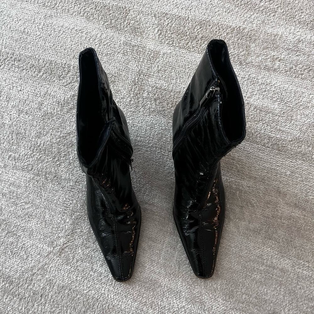 Aquatalia Black Patent Leather Boots size 5 Mob Wife - Picture 2 of 9
